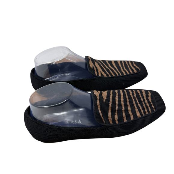 Vivaia Leona Square Toe Loafers Black Zebra Knit Slip On Office Womens 39 US 8 - Picture 1 of 8